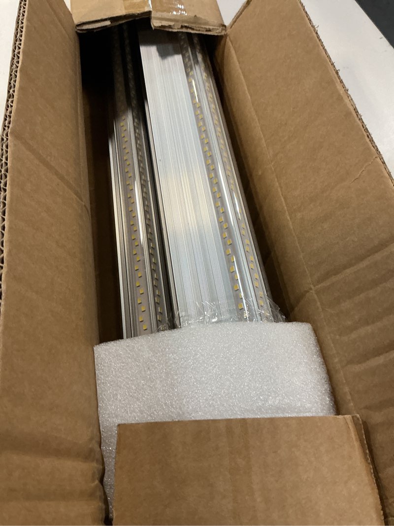 Condition photo showing Good Condition for 6 pack 50w 4ft led shop light, super bright 7500lm 5000k v shape 4' led shop lights, linkable 4 foot led shop lights for garage warehouse, supermarket, basement, barn, storage area 4ft-6pack