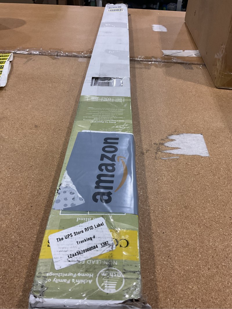 Condition photo showing New/Like New for achim gii morningstar indoor cordless vinyl light filtering window mini blind  pearl white  64  l x 52  w