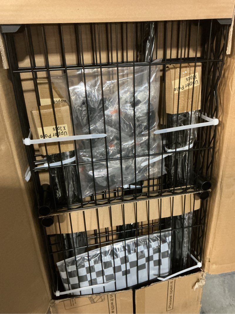 Condition photo showing Good Condition for f2c clothes rack with cover, clothing racks for hanging clothes, heavy duty garment rack with shelves and hanger rods, black closet with black cover, 47.2" w x 16.5" d x 78.3" h, load 630lbs