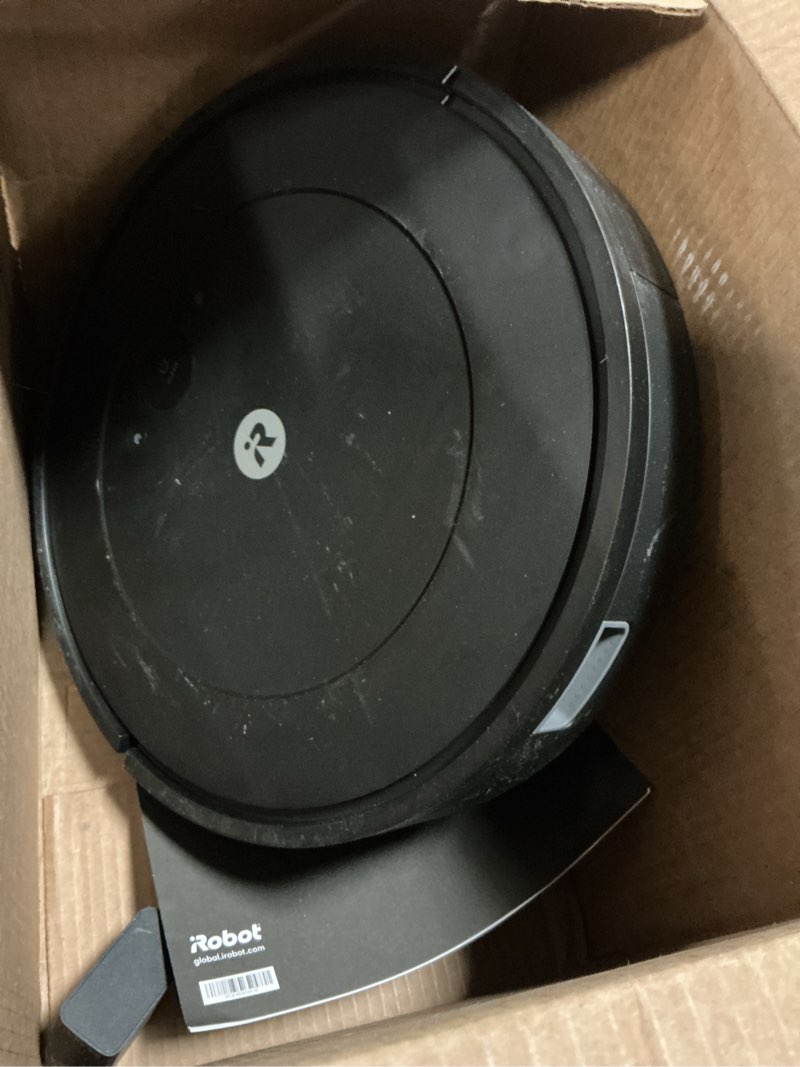 Condition photo showing As Is for iRobot Roomba Robot Vacuum and Mop Combo (Y0140) - Vacuums & mops, Easy to use, Power-Lifting Suction, Multi-Surface Floors, Smart Navigation, Cleans in Neat Rows, Self-Charging, Bagless, Space-Saving Roomba Y0140