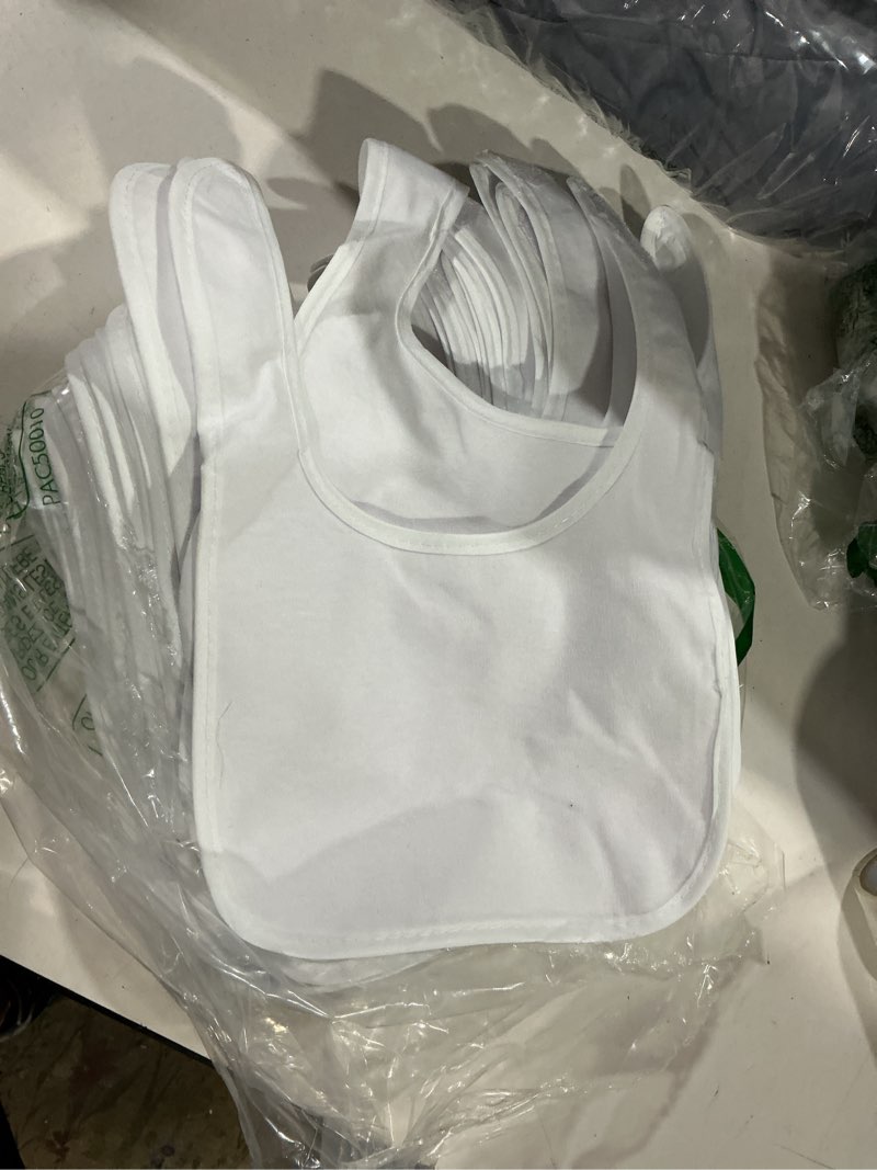 Condition photo showing Good Condition for toulite 30 pcs baby bibs for unisex boy girl washable reusable waterproof cotton feeder bibs with double sided design for newborns & infants baby shower activity and gifts (white) white 30