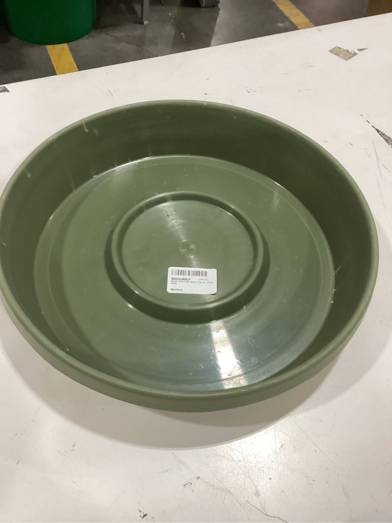 Condition photo showing Good Condition for bloem terratray 2.7 in. h x 16 in. dia. resin traditional thyme green tray