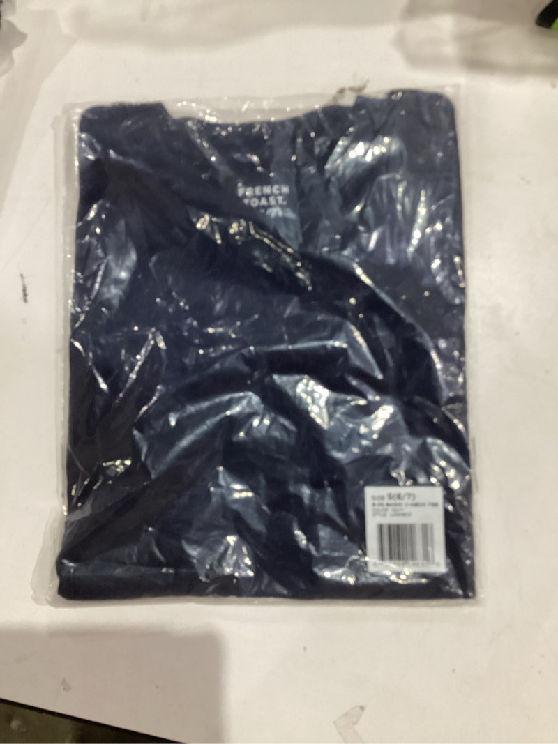 Condition photo showing New/Like New for French Toast Men's Short Sleeve V-Neck Tee 6-7 Navy