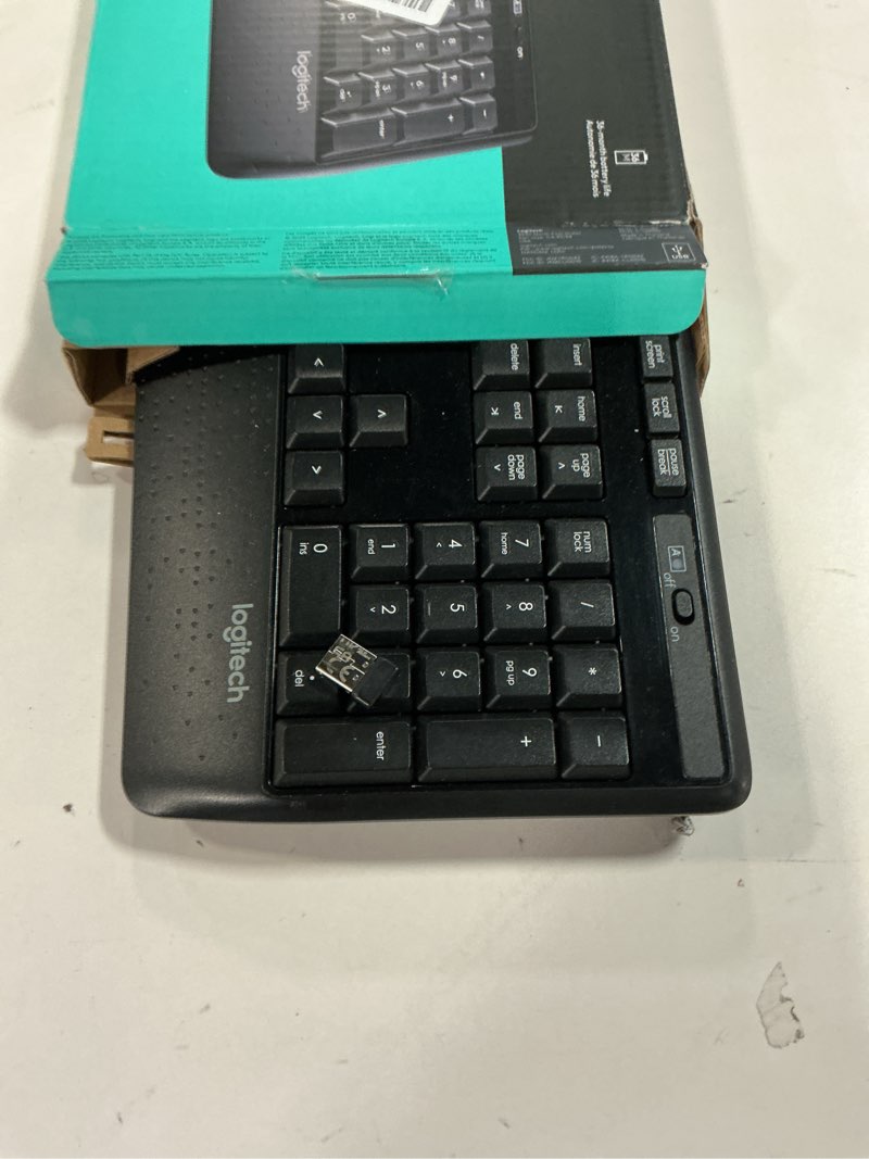Condition photo showing As Is for Logitech K345 Wireless Keyboard - Full-Sized Keyboard with Palm Rest, 2.4 GHz Wireless USB Receiver - for PC, Laptop Keyboard 1 Pack