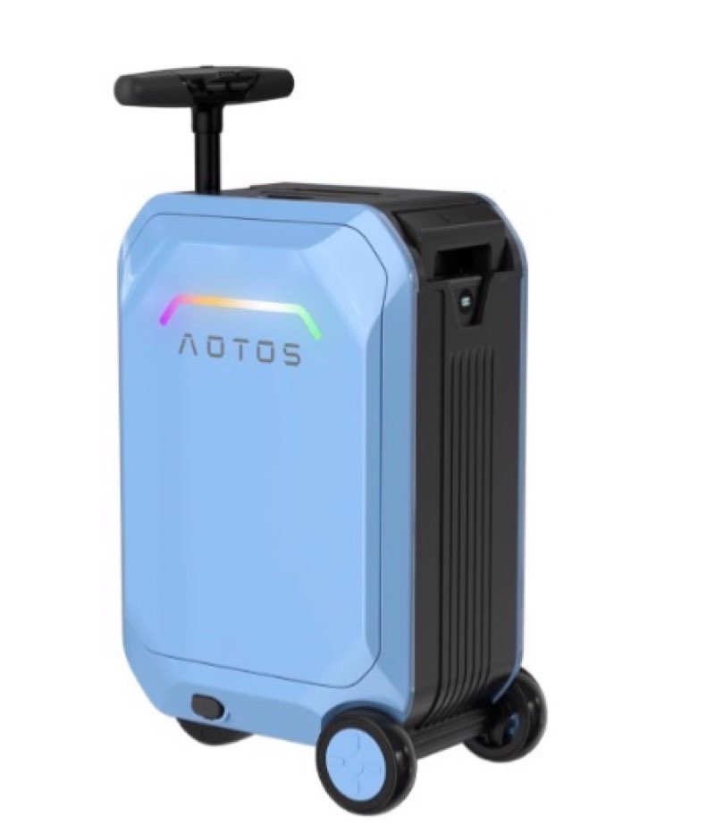 aotos smart rideable luggage-roller carry-on luggage 22x14x9-tsa, airline-approved 22 inch hardshell,zipperless travel suitcase with rolling wheelsapp control -cabin suitcase for airport travel(blue)