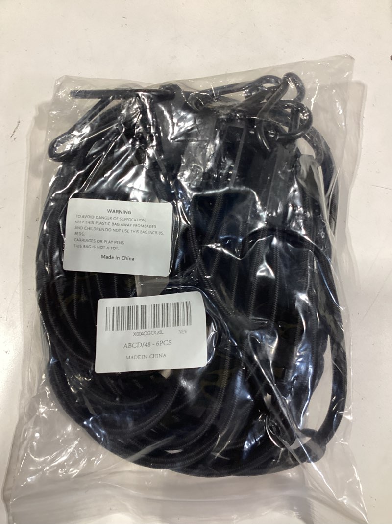 Condition photo showing Good Condition for 6 Pack Adjustable Bungee Cords with Carabiner, 51.18 Inch Heavy Duty Bungee Cords with Carabiner, High Elastic Ropes Feature an Adjustable Design from 7" to 46.85" for Life and Outdoor Activities 51.18inch - 6pcs