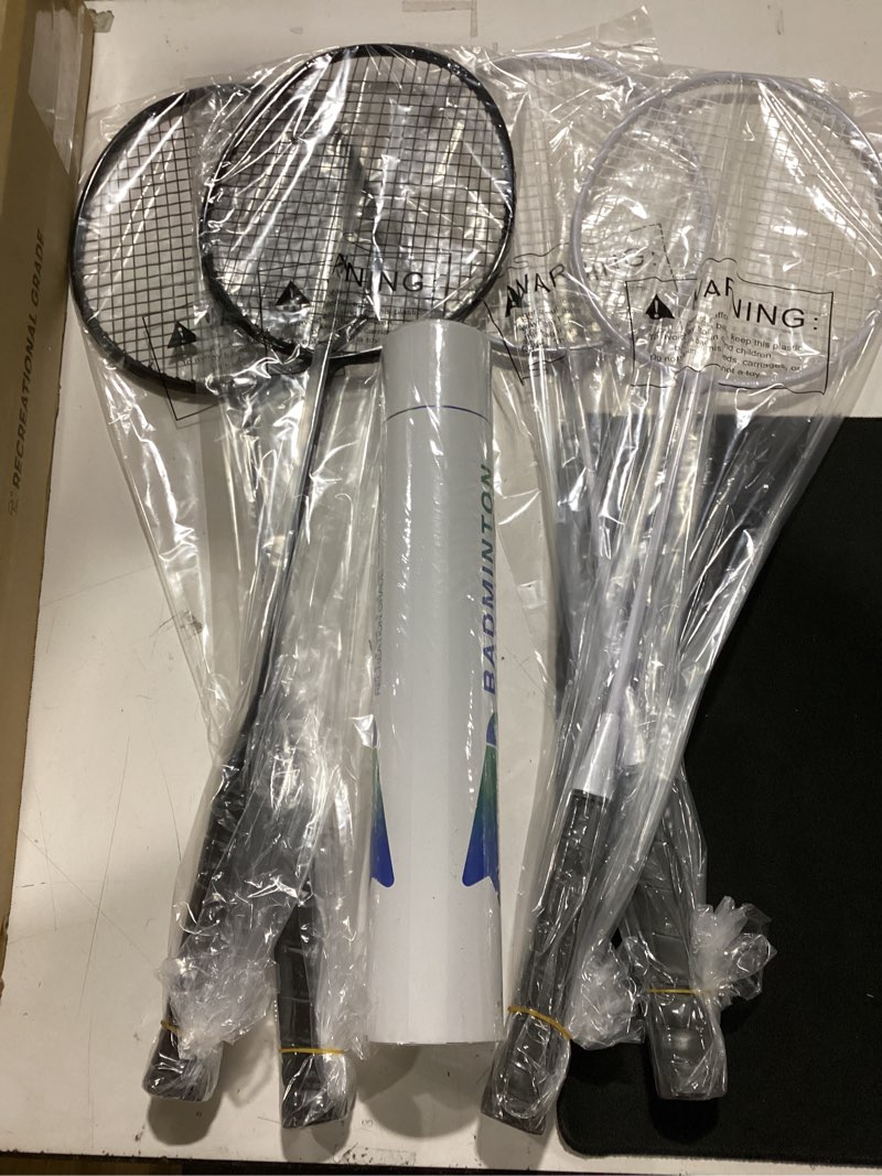 Condition photo showing New/Like New for badminton rackets set of 13 for outdoor backyard games, including 13 rackets, 6 nylon badminton shuttlecocks, lightweight badminton racquets for beginners