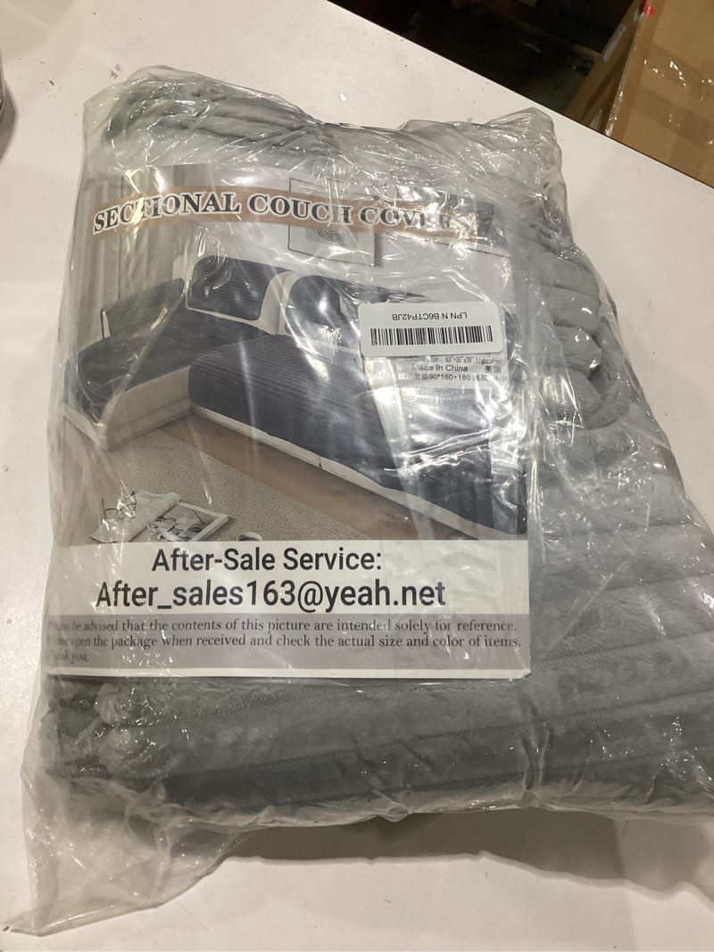 Condition photo showing Good Condition for NAISI Couch Covers for Dogs Waterproof Flannel Striped Sofa Cover Pet Friendly Washable Dog Mat for Couch Anti Slip Sectional Sofa Slipcover Protector(2pcs/35"x63"+35"x70",Light Grey) Light Grey 2pcs/35"x 63"+35"x 70"