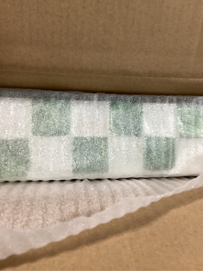 Condition photo showing New/Like New for chi an home 15.8" x 11.8" decorative rectangular tray with natural capiz shells, checkered tray with handles, serving tray for ottoman, coffee table, kitchen counter home decor (pistachio green) pistachio green rectangular