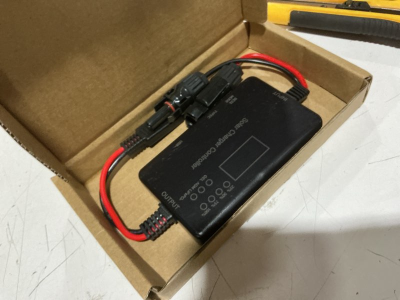 Condition photo showing As Is for solar charge controller 12v 20a, solar panel charge controller with type-c and usb output for solar panel and gel, agm, lifepo? battery 20a pwm