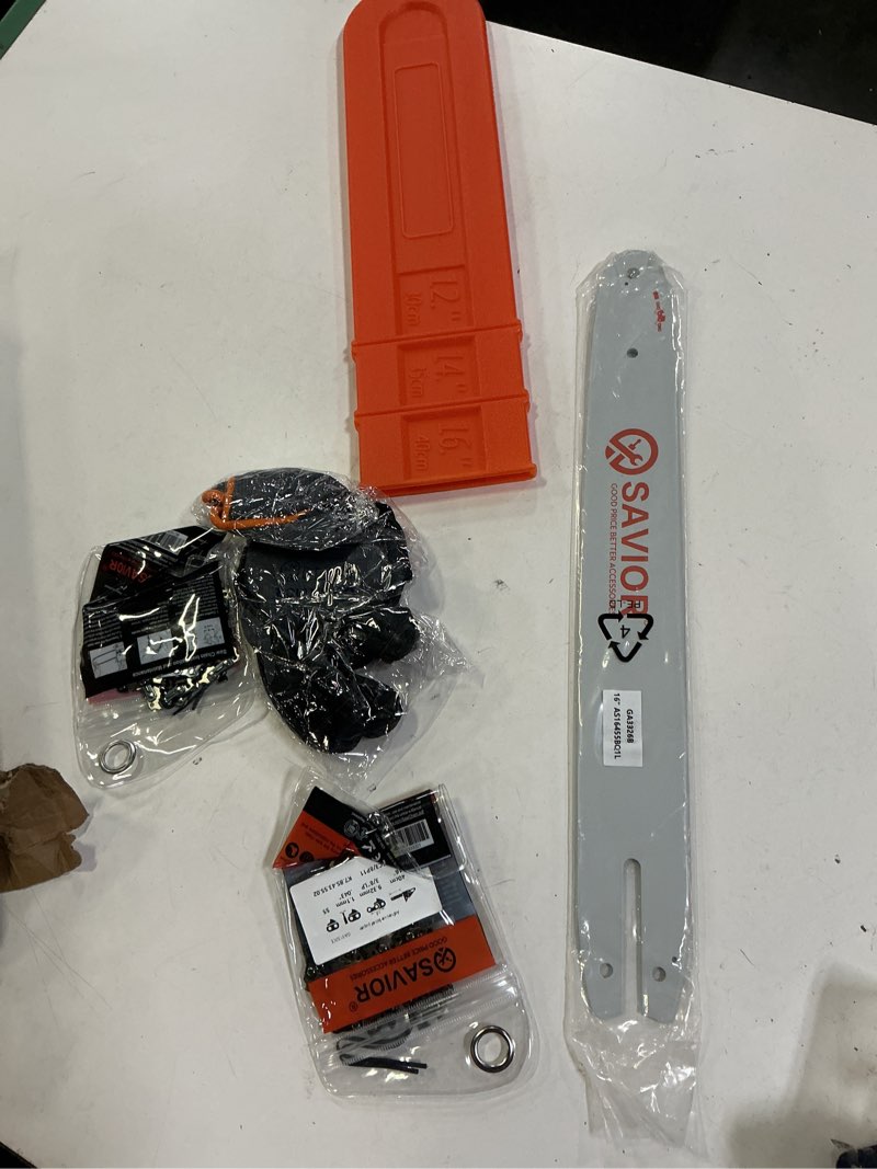 Condition photo showing New/Like New for savior 16" chainsaw bar chain, 3/8" lp .043" 55 drive links fit stihl ms170 | fits stihl ms 171 ms 180 ms 180 c-be ms 181 c-be, replace 164mlea074 16" bar(2 chains+ 1 bar) 16" 55dl 3/8"lp .043"*2 chain+ 1 bar