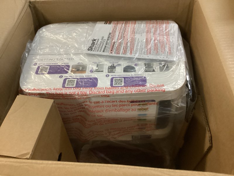 Condition photo showing As Is for Shark Stratos 2-in-1 Robot Vacuum & Mop with 25+ Hands-Free Features & NeverTouch Self-Cleaning Base, Precision Mapping, Autolift Technology, HEPA Filtration, Edge Detect, AV2700ZE, White