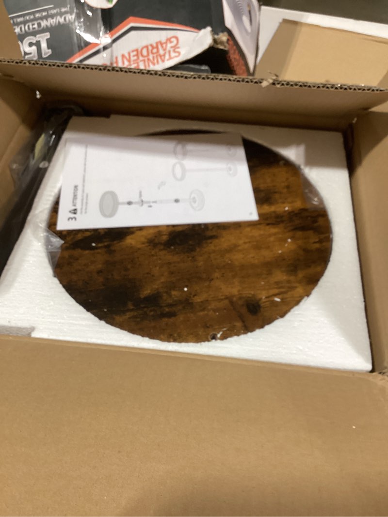 Condition photo showing Good Condition for hoobro small round side table, drink table, coffee martini table with pedestal accent for small spaces in living room, bedroom, sofa couch, rustic brown bf168bz01 1 rustic brown + black