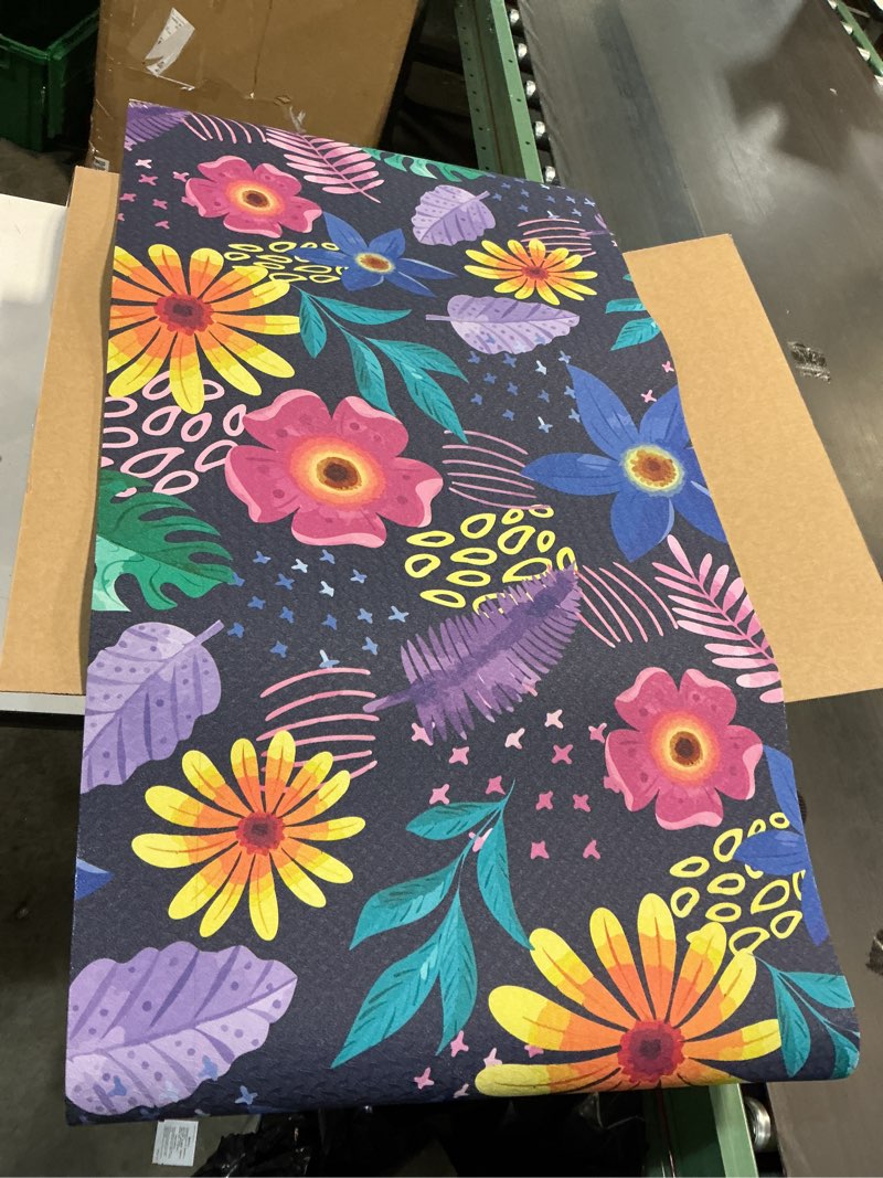 Condition photo showing New/Like New for FOLAI Extra Thick Yoga Mat 6mm - Non-Slip Exercise Mat for HIIT, Pilates & Home Workouts & Workout with Free Carry Strap dark floral