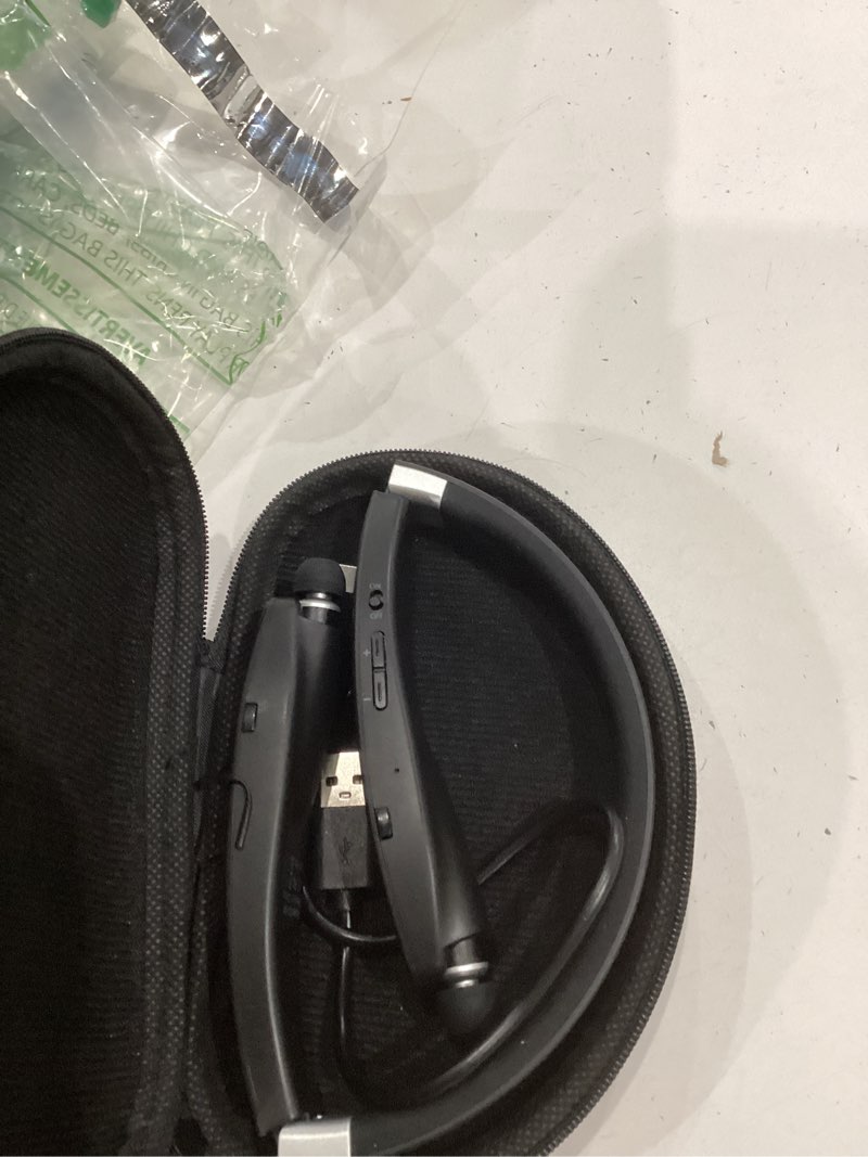 Condition photo showing Good Condition for foldable bluetooth headset, beartwo lightweight retractable bluetooth headphones for sports&exercise, noise cancelling stereo neckband wireless headset (with carry case) black matte