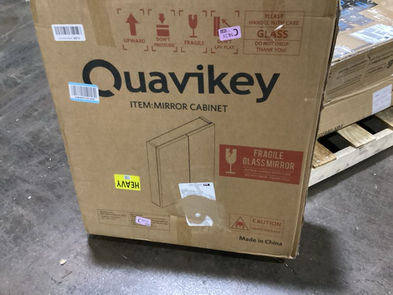 Condition photo showing As Is for quavikey medicine cabinet with mirror for bathroom 2 doors aluminum surface mount or recessed mirror medicine cabinet 24x26 inch, silver 24"w x 26"h 2-door