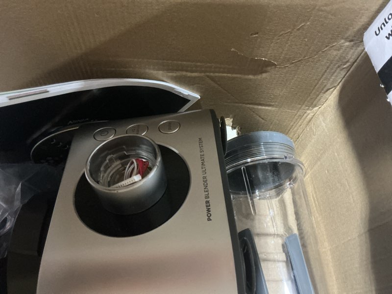 Condition photo showing As Is for Ninja Blender & Food Processor Combo, Foodi Power Blender System for Smoothies, Bowls, Spreads & Shakes, 6 Functions, 72-oz Pitcher, To-Go Cups, Silver, SS401 1600 Peak Watts