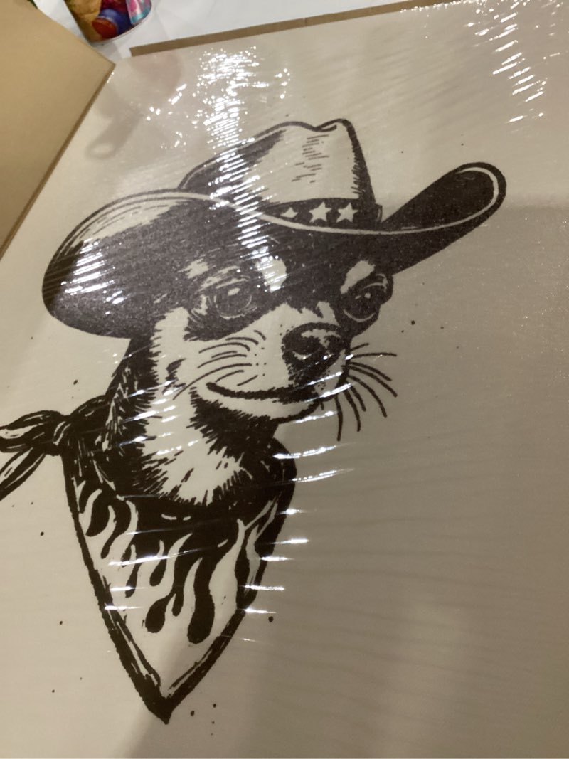 Condition photo showing New/Like New for western dog canvas wall art vintage cowboy dog paintings funny animal portrait poster prints ideal aesthetic family wall decor for dog lover room bathroom family bedroom picture framed dog canvas 12"l x 16"w
