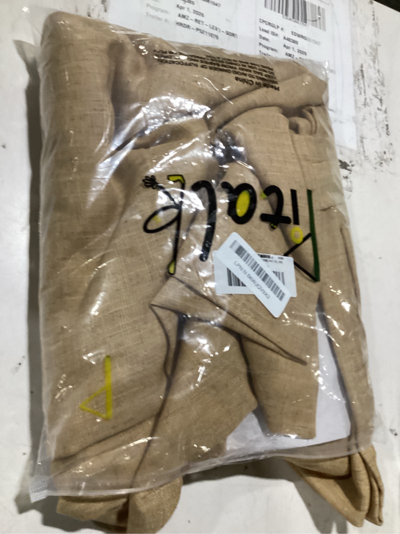 Condition photo showing Good Condition for tan linen curtains 90 inch length for living room dining 2 panels set back tab pocket light filtering sheer taupe brown mocha coffee color drape for bedroom home office burlap vintage decor 52x90 long 52"w x 90"l (pack of 2) tan brown