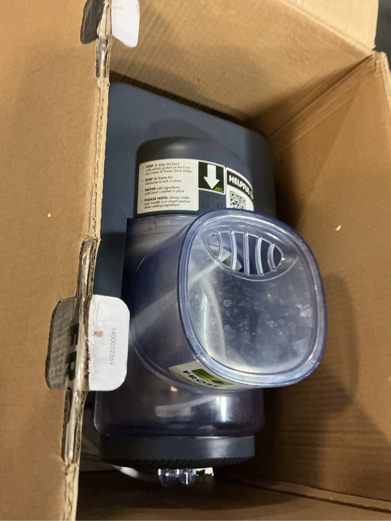 Condition photo showing As Is for GreenPan Frost Ice Cream Maker & Slushie Machine, Soft Serve, Sorbet, Margaritas, Milkshakes, Frozen Yogurt, No Pre-Freezing, Ready in 15 Mins, 6 Modes, 7 Textures, Self-Cleaning, Family Size, Blue