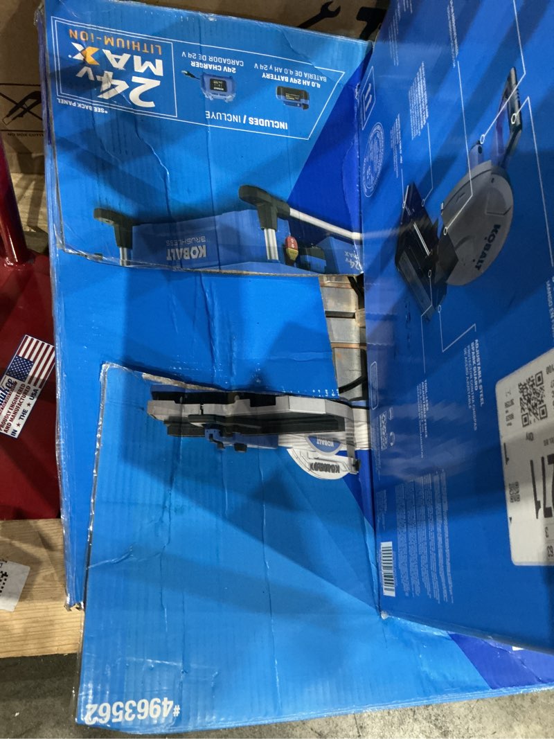 Condition photo showing As Is for kobalt 24v 7-in-blade cordless wet tabletop sliding table tile saw (battery included)