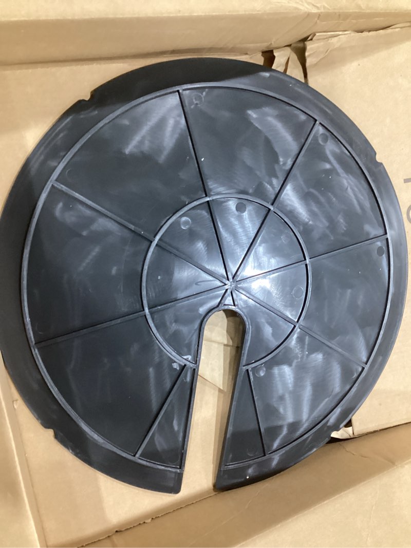 Condition photo showing As Is for sump basin cover 17.7 in. od plastic submersible sump pump cover black septic tank lid, heavy duty protection for outdoor water wells, sump bucket, water sump pump