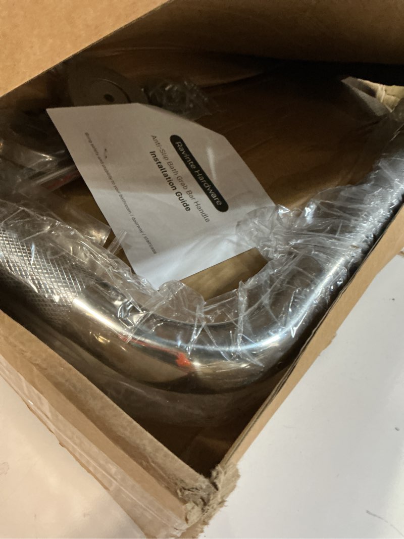 Condition photo showing Good Condition for l-shaped grab bars for shower, 24x12 inch stainless steel grab bars for elderly for wall mount, anti-slip knurled grip bathroom safety rail, left