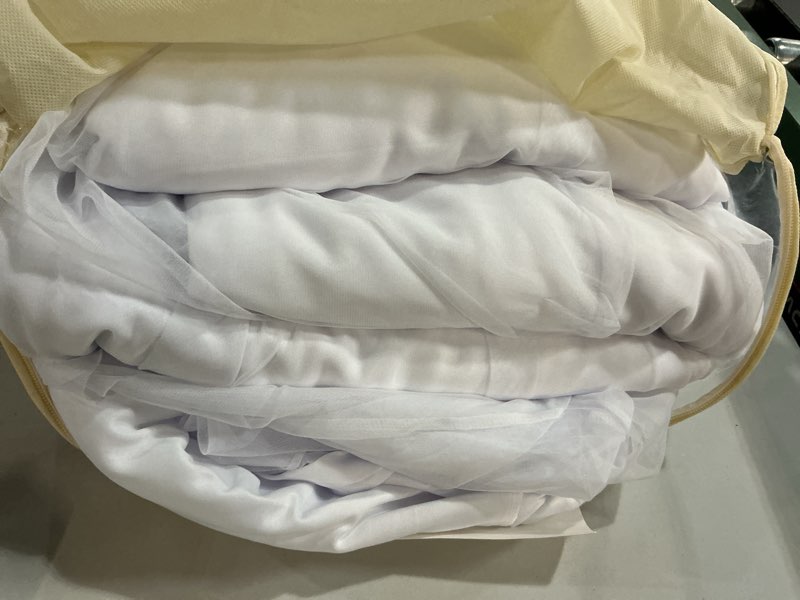 Condition photo showing Good Condition for white tulle tablecloth for 6 ft rectangle tables 4-pack, ideal for weddings | double-layer table cover with tutu skirt, wrinkle free for baby showers, birthday parties, banquet buffets and craft fairs white 4pack-6ft