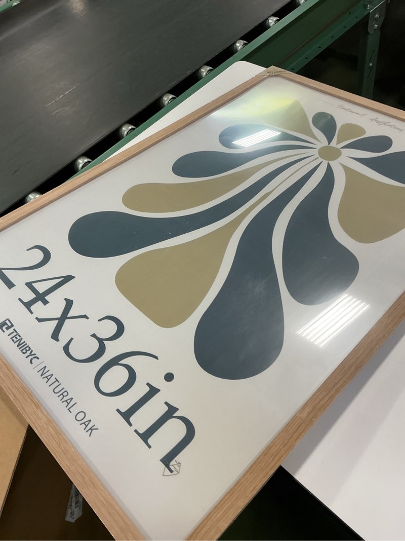 Condition photo showing New/Like New for 24x36 Oak Wood Frame for Poster - 3 Pack, Natural Solid Wood Picture Frame, Wall Gallery Frame