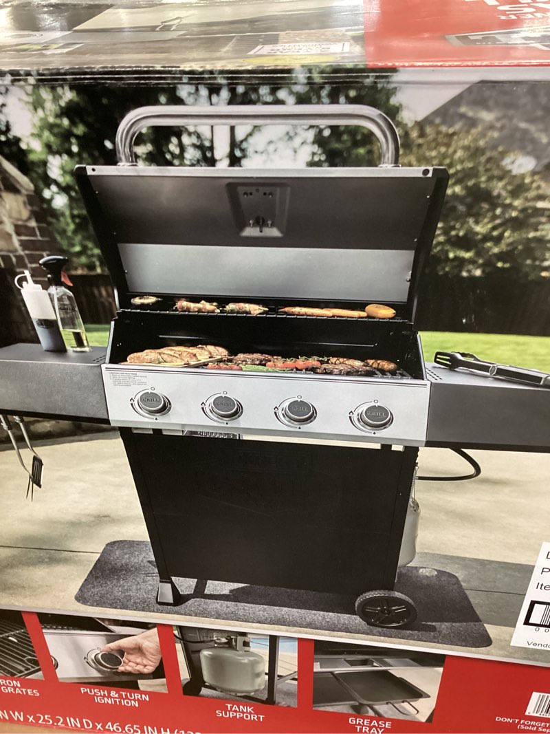 expert grill gas grill 4-burner propane gas grill with side table and wheels stainless steel