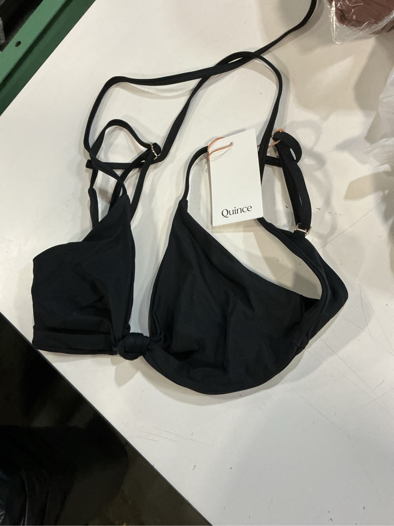 Condition photo showing Good Condition for ( only top) quince italian knotted triangle bikini top, l, black