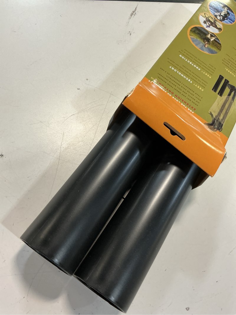 Condition photo showing Good Condition for 2.5 in. x 11.5 in. black 12 in. boot extensions (pair) fits tube dryers