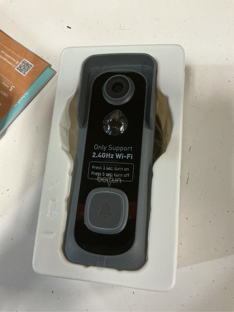 Condition photo showing Good Condition for boifun video doorbell camera wireless – no subscription required, 2k hd, 166° wide view, hdr night vision, motion alerts, two?way audio & battery video doorbell with chime, 2.4ghz wi?fi only black