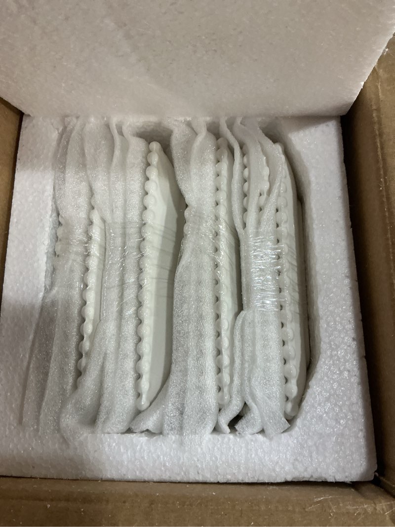 Condition photo showing New/Like New for OMAYKEY 6 Inch Square Appetizer Plates, Salad Plates Set, Ceramic Dessert Plates, Porcelain Small Serving Plates for Cake, Snacks, Side Dish, Sushi - Microwave, Oven, Dishwasher Safe, Set of 12, White