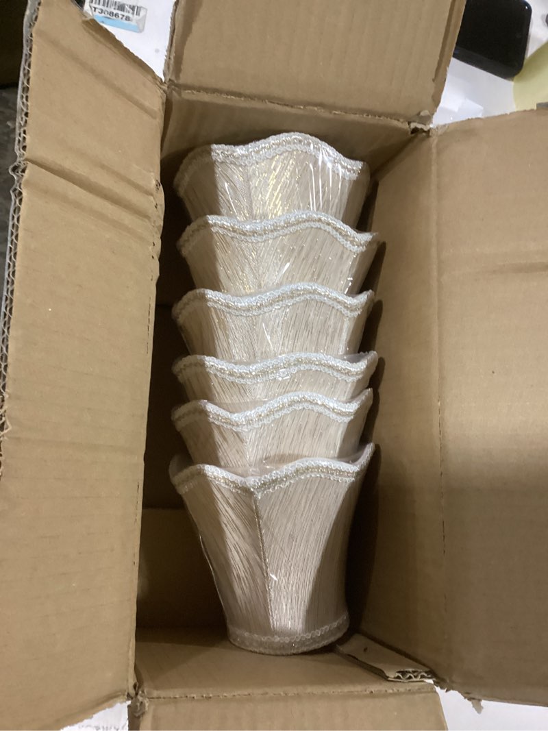 Condition photo showing New/Like New for 6Pcs Scalloped Fabric Lampshade, E14 Clip On Droplight Wall Lamp Candle Chandelier Lamp Shade Modern Lamp Cover
