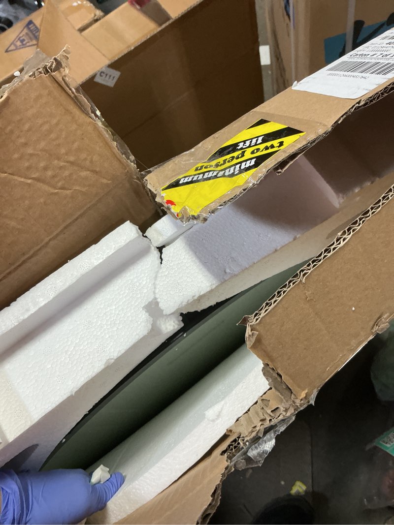 Condition photo showing Good Condition for Gatco 4079LG Elevate Frameless Oval Mirror, Satin Nickel, 32"H Elevate 32"L x 28.5"W Satin Nickel