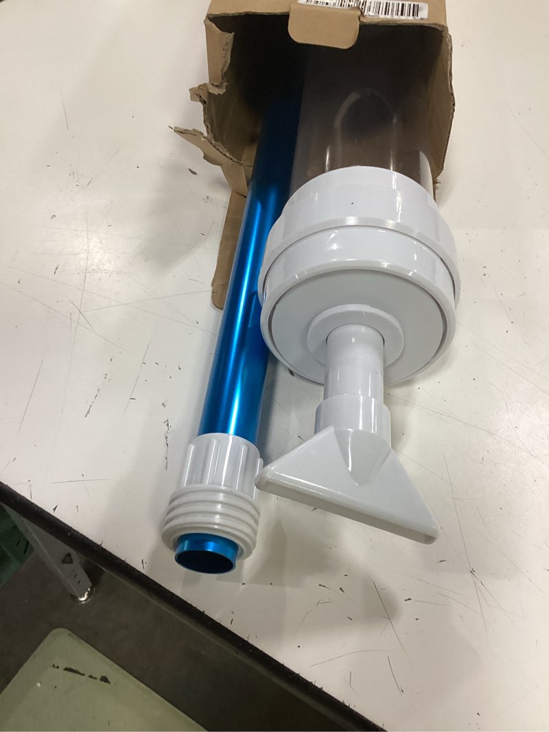 Condition photo showing As Is for spa vacuum compatible with 6250 paradise power, no pumping, no batteries or electricity, powered by water pressure, cordless hot tub vac cleaner picks up leaves, sand&debris, with telescopic handle base model