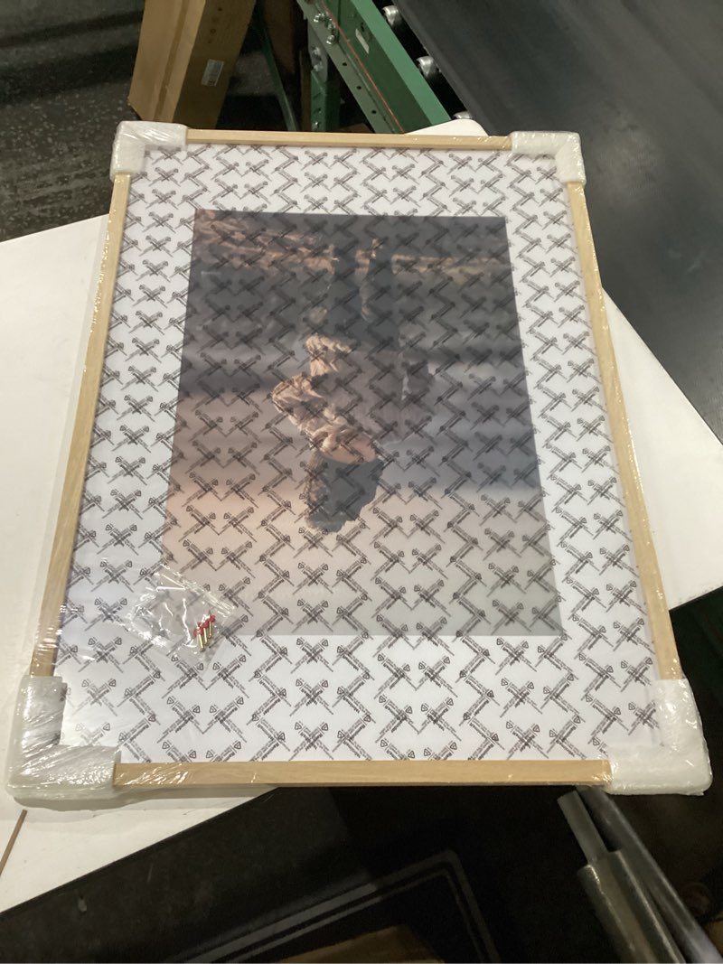 Condition photo showing New/Like New for kinlink a1 picture frame, natural solid wood frame with acrylic plexiglass for pictures a2 with mat or a1 without mat, wall mounting display photo frame 1 pack natural a1