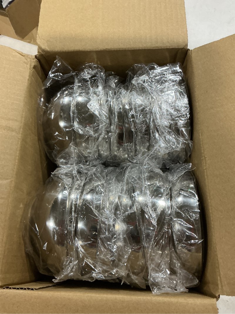 Condition photo showing Good Condition for 20 pcs stainless steel bowls, 4.5 inch, double walled insulated metal bowls set, nesting design, silver polished lightweight, great bowls for kitchen, restaurant