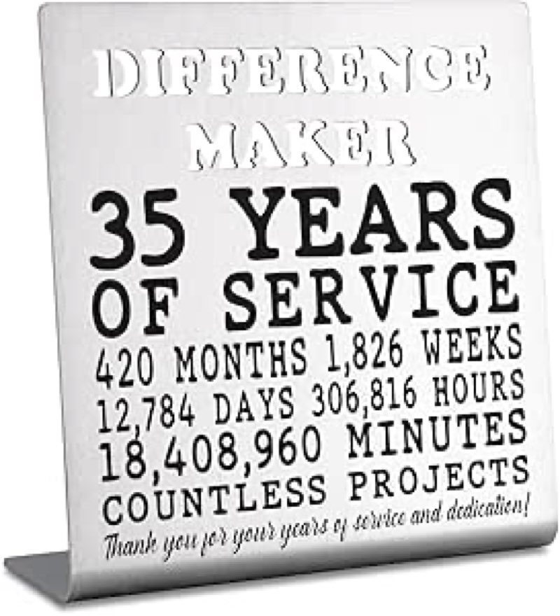 Thank You Appreciation 35 Year Work Anniversary Plaque Gifts, 35th Work Anniversary Decor Gifts for 