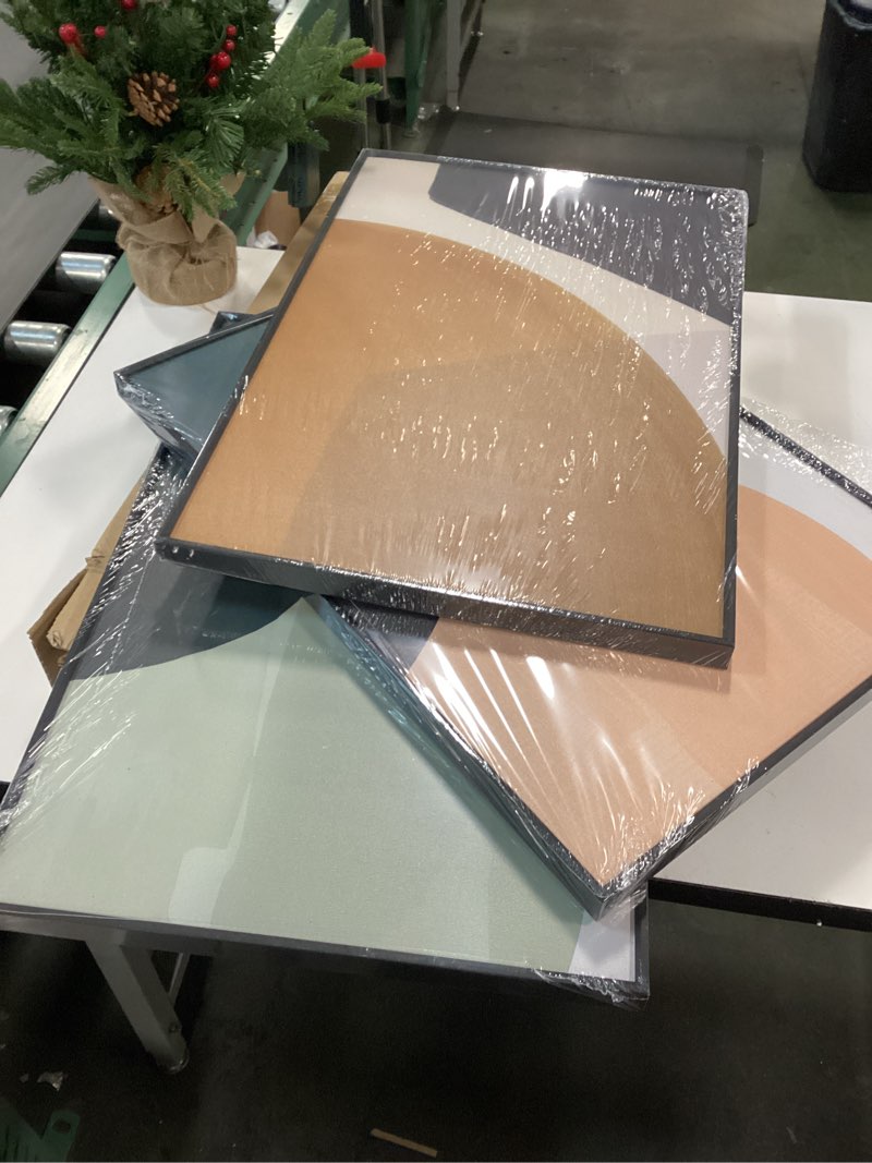 Condition photo showing New/Like New for MPLONG Wall Art, Frame Canvas Wall Art Set, Striking Modern Minimalism, Abstract Natural Geometric Color Block Picture Prints, Aesthetic Living Room Bedroom Office Kitchen Wall Decor 16\" X 24\" X 3 pieces black