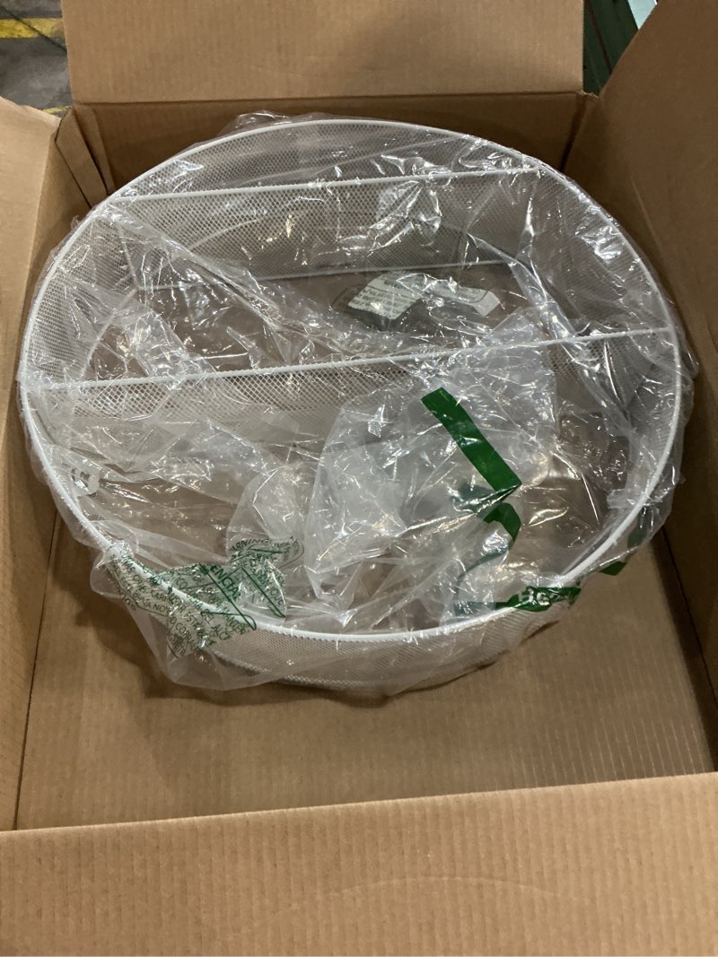 Condition photo showing New/Like New for Mind Reader Circular Floating Shelves, Wall Decor, Accent Shelf, Office, Bathroom, Metal Mesh, 18" L x 4" W x 18" H, White