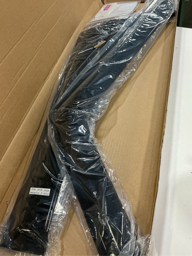 Condition photo showing Good Condition for tape-on side car window visors rain guards for 2018-2025 jeep wrangler jl 4 door smoke tinted vent deflector sun shades for 2018+ jeep wrangler jl