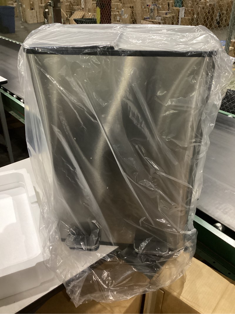 Condition photo showing New/Like New for garvee trash can, 2 x 8 gal (2 x 30 l) garbage can for kitchen dual compartment recycling kitchen step trash bin, stainless steel trash and recycle bin combo with soft-close lid,matte grey matte gray 2 x 8 gallon