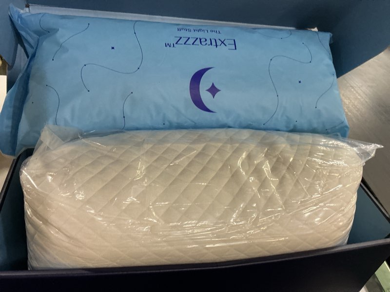 Condition photo showing Good Condition for DreamyBlue Signature Pillow w/Adjustable Loft • Shredded Memory Foam Fill • Neutral Alignment for Side, Back, and Stomach Sleepers • Washable Bamboo Rayon Cover • CertiPUR-US Certified Foam (Queen) Queen (Pack of 1)