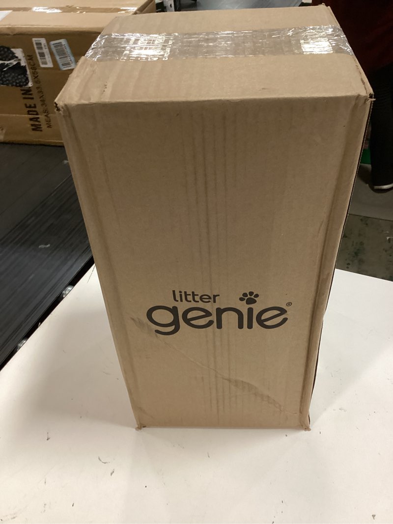 Condition photo showing New/Like New for litter genie style pail cat litter box waste disposal system for odor control includes 1 square refill bag white