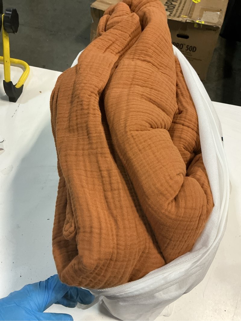 Condition photo showing As Is for quince organic airy gauze duvet cover, king/cal king, terracotta
