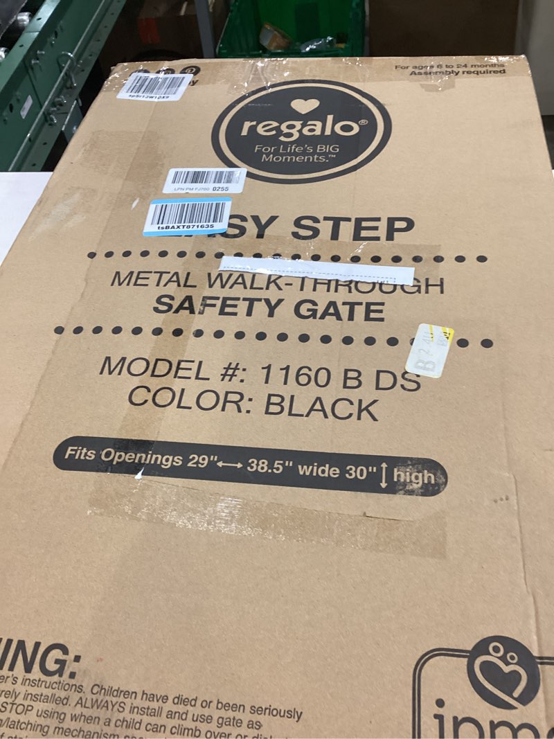 Condition photo showing Good Condition for Regalo Easy Step 38.5-Inch Wide Walk Thru Baby Gate, Includes 6-Inch Extension Kit, Pressure Mount Kit, Wall Cups, Black Black 29-38.5"W x 30"H