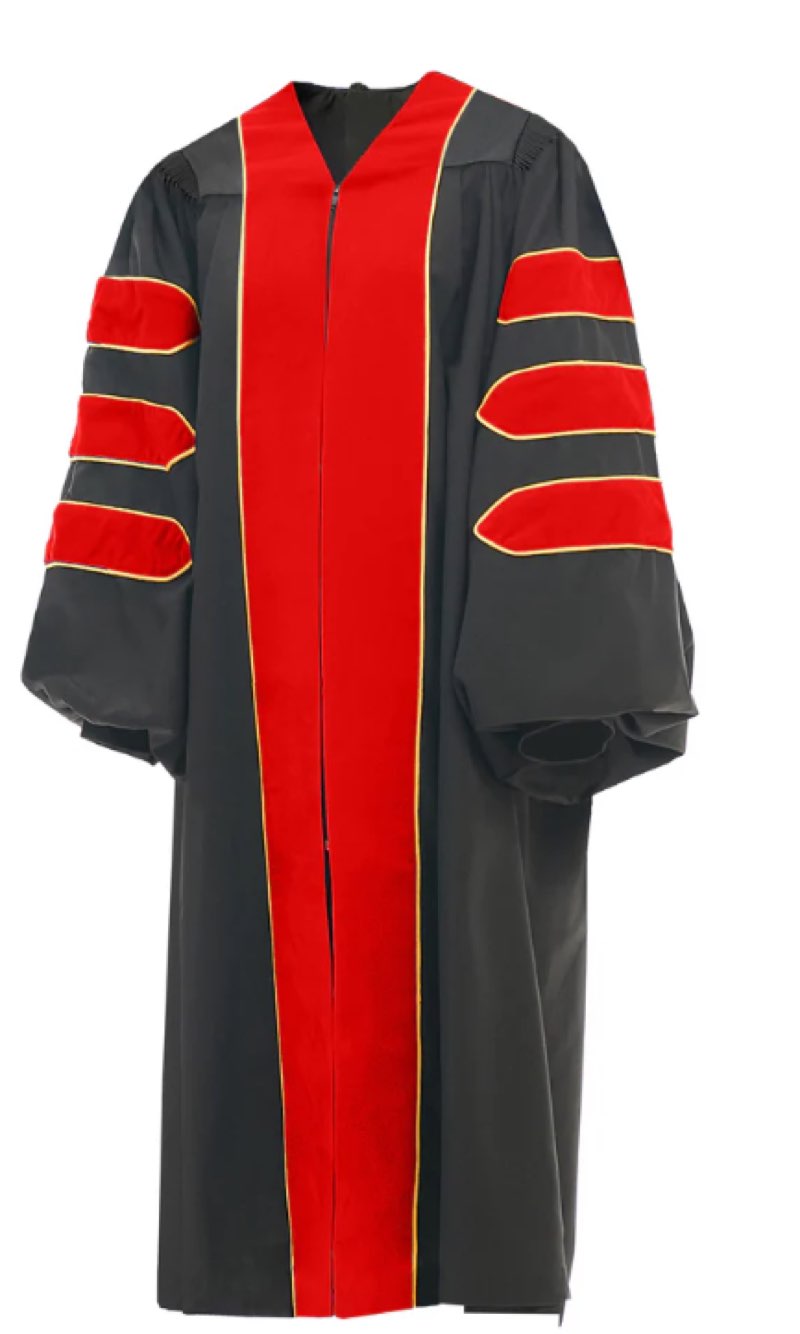 Newrara Unisex Deluxe Doctoral Graduation Gown,Doctoral Regalia Gown With Gold Piping (Red, 45)