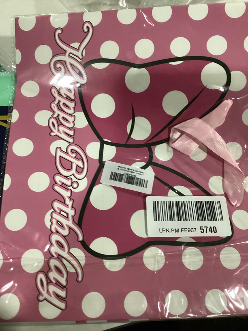 Condition photo showing Good Condition for Mouse Birthday Gift Bag, Pink Bow Gift Bag with Card and Tissue Paper, Pink Bow Birthday Party Decorations for Girls, Baby Shower Party Favors, Mouse Themed Celebration Supplies
